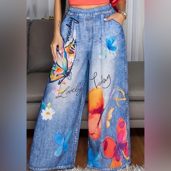 Butterfly wide leg knit pants - Picture 2 of 3